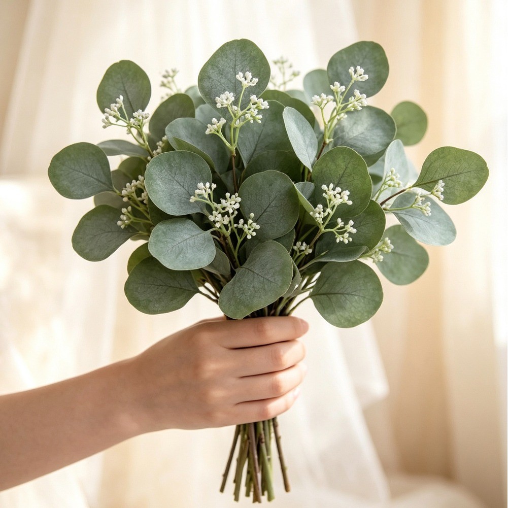 Florist Supply Bulk - 1/3 ชิ้น กิ่งยูคาลิปตัสเทียม ก้านปลอม ใบไม้ปลอม สำหรับตกแต่งบ้าน