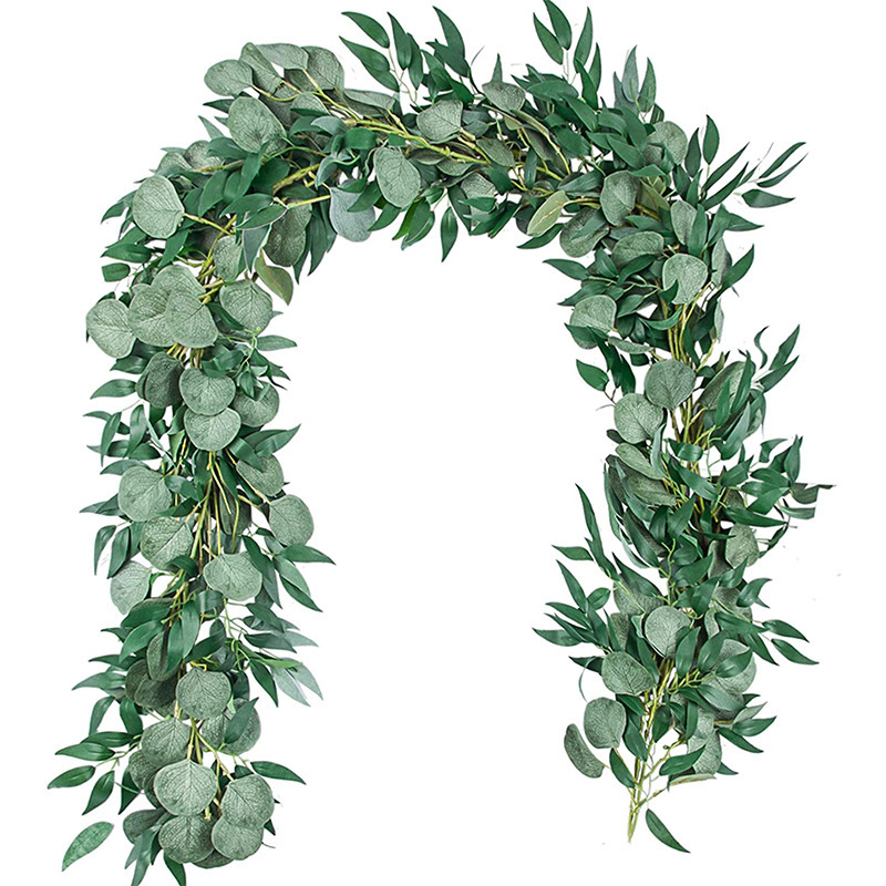 Eucalyptus Preserved - 200 ซม.ปลอม Eucalyptus หวายพืชประดิษฐ์ Vine สีเขียว