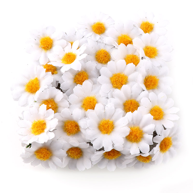 Florist Supply Bulk - 100 ชิ้น/ล็อต ดอกเดซี่จิ๋ว 2.5 ซม. ดอกไม้ประดิษฐ์ตกแต่ง
