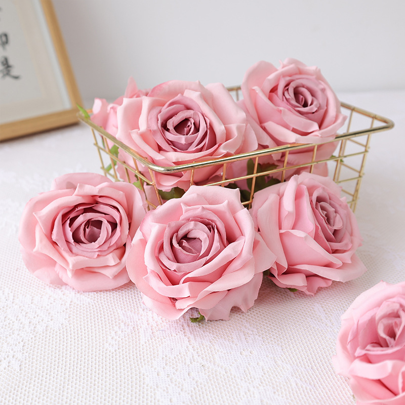 Florist Supply Bulk - 25 ชิ้น 10 เซนติเมตรประดิษฐ์ดอกกุหลาบหัว 20 เซนติเมตรลําต้นปลอมดอกกุหลาบผ้าไหมสําหรับงานแต่งงานช่อดอกไม้ตาราง