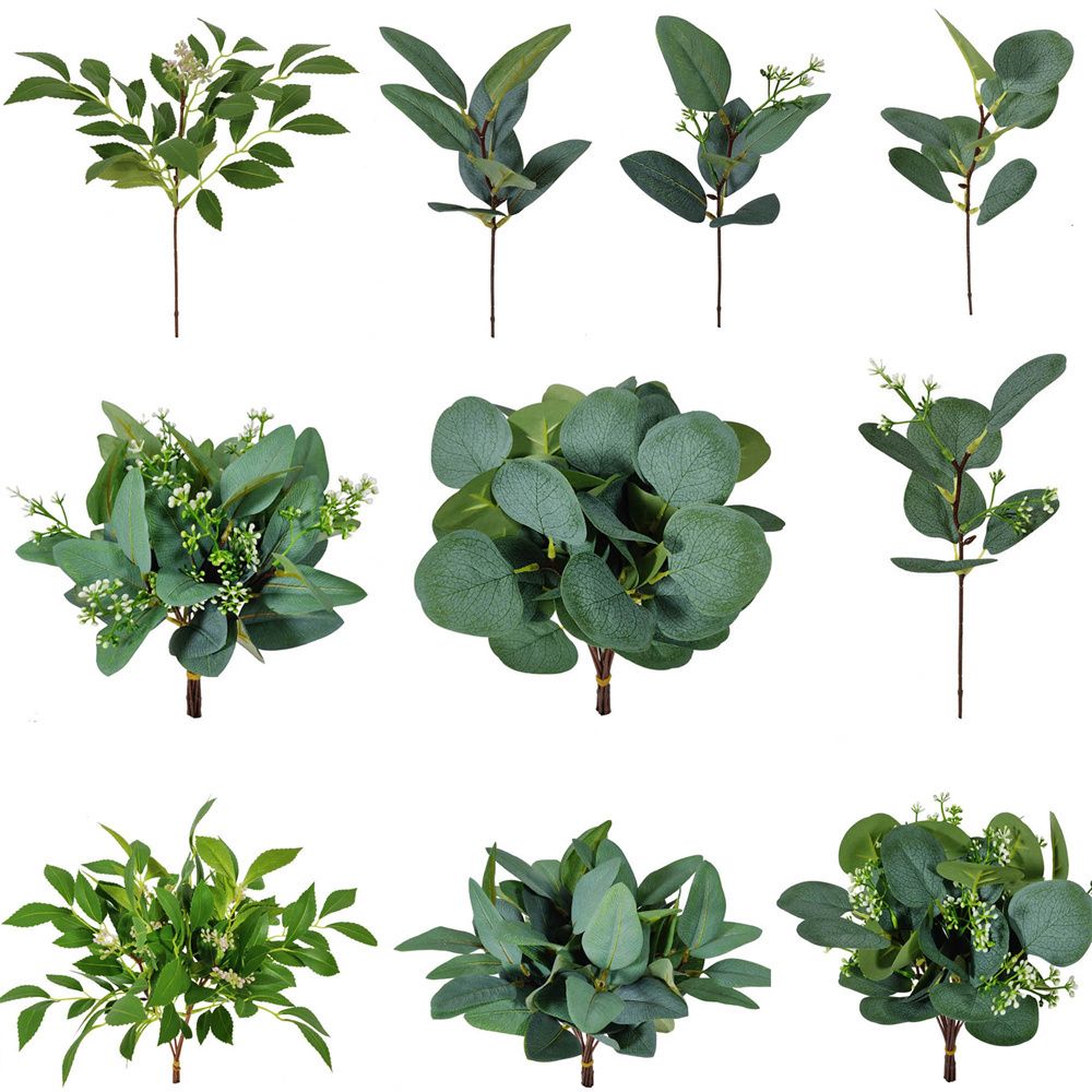Florist Supply Bulk - 1/10PCS ประดิษฐ์ใบยูคาลิปตัส Greenery ลําต้นดอกไม้ปลอมพืชของขวัญตกแต่งบ้านงานแต่งงานงานแต่งงานเครื่องประดับ