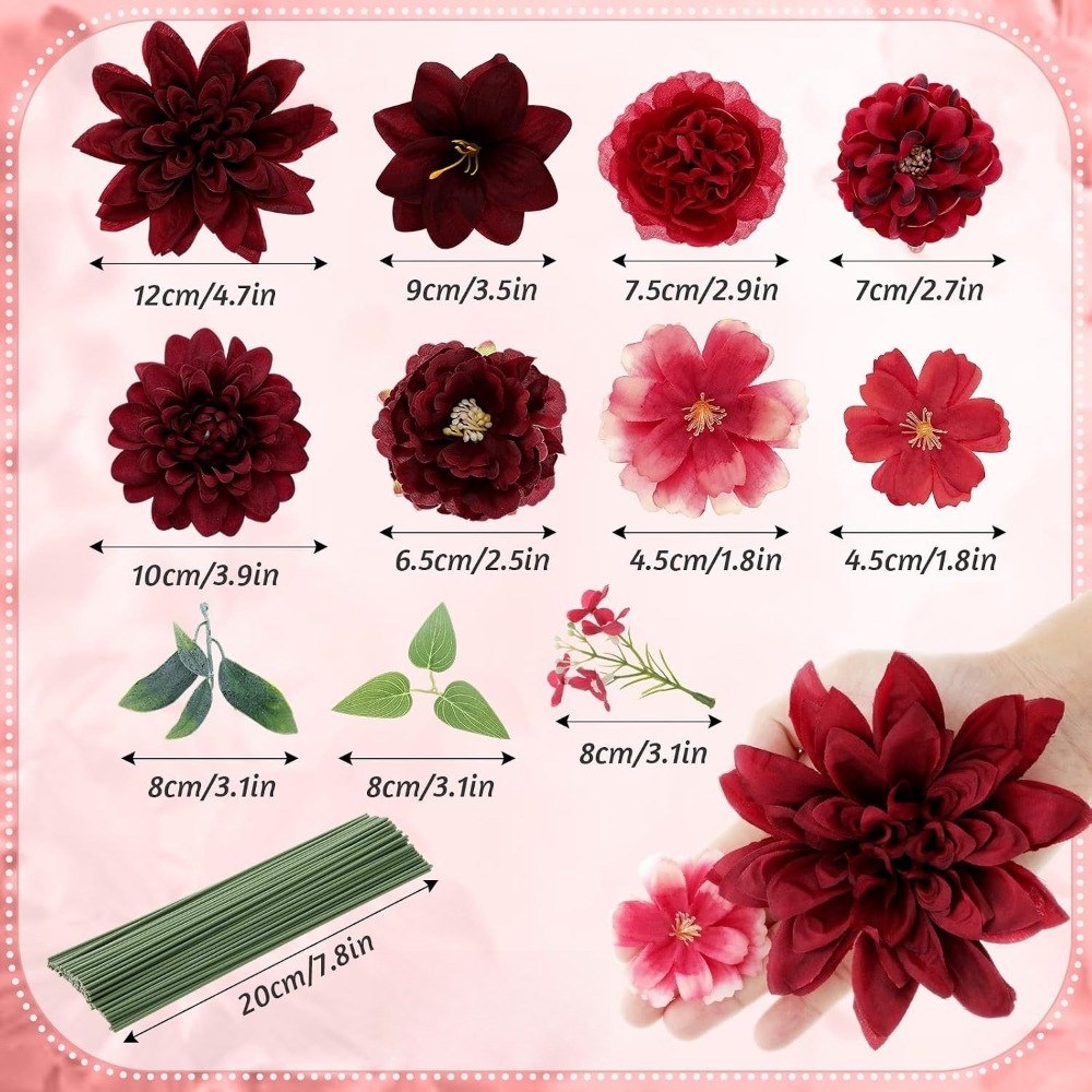 ชุดดอกไม้ประดิษฐ์สีแดงสำหรับตก - Florist Supply Bulk บทวิจารณ์และราคา